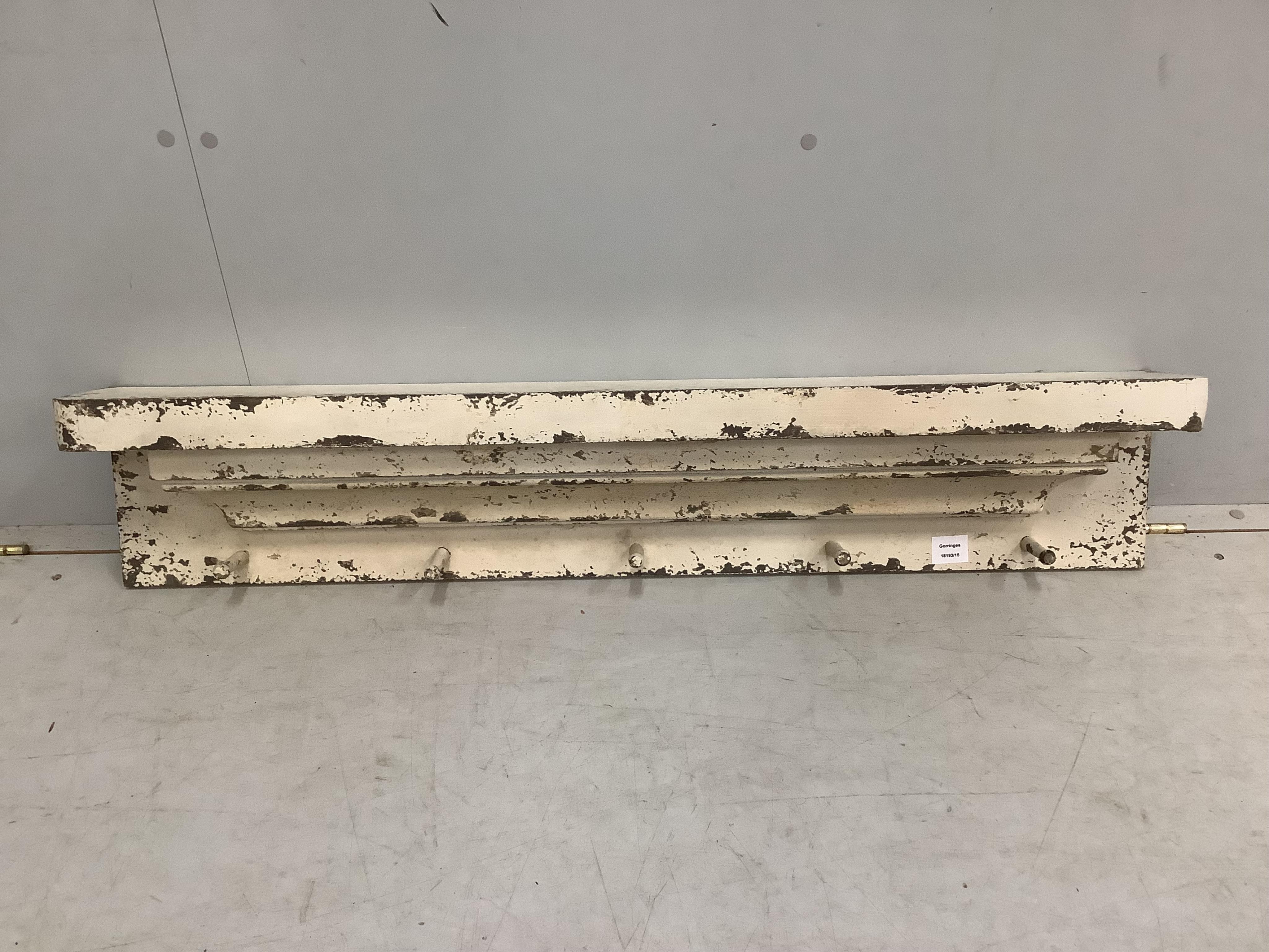 A painted hanging coat rack, width 114cm, height 22cm